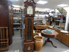 A reproduction longcase clock, with glazed door