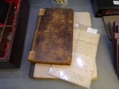 A late 18th century, leather bound book of the biographical magazine, a letter probably early 19th c