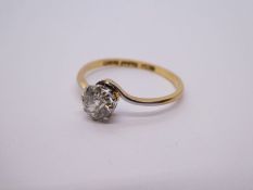 18ct and Platinum Solitaire diamond ring, approx 0.6 carat, marked 18ct PLAT, size Q