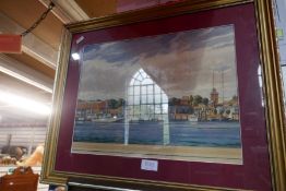 A watercolour of a squadron of Torpedo boats, by Winston Magoran and one other picture of a hurrican