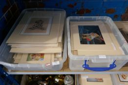 A quantity of mounted prints, mainly of Walt Disney characters