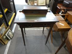 An Edwardian inlaid mahogany ladies writing table, having one drawer