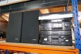 A Pioneer Hi-Fi with pair of speakers and a Wharfedale turntable