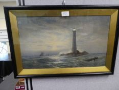 Follower of John (Jock) Wilson, a watercolour depicting a lighthouse, signed G S Walters, dated 1875