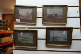 Four small watercolours depicting life in the Middle East including Bedouin Camp, some dated 1918, e