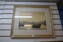 A watercolour of harbour scene signed by William Banes