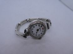 Ladies silver decorative wristwatch marked 925, bracket marks, sterling silver