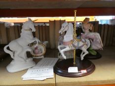 A selection of figurines depicting horses, etc, some by Franklin Mint, AF