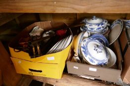 Four boxes of china, glass and sundry