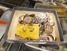 Box of silver costume jewellery to include Scorpion pendant, hardstone ring, silver necklace hung wi