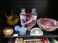 An Imari bowl, glassware and sundry