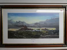 Two limited edition pencil signed prints of HMS Hood & The Bismark, both numbered 82/500, after G. C