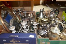 A quantity of silver plated items including cutlery and tea sets