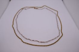 Two 9ct yellow gold chains, both marked 375, approx 6.8g