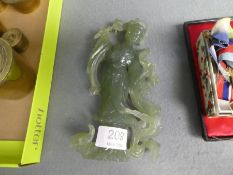 An Oriental Jade style figure of Lady holding flower