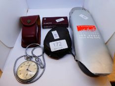 A Swiss army knife in original case and two stainless steel pocket watches