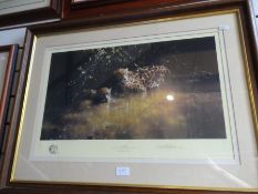 David Shepherd, a pencil signed limited edition print titled "Jaguars" 682/1500, 58 x 37cm