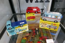A dinky 276 Airport Fire Tender, a Dinky 988 Transmitter Van and a Corgi ERF Flat Bed lorry, (all bo