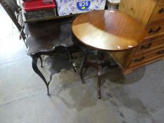 An antique mahogany tripod table and Edwardian occasional table