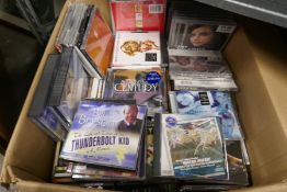 A large carton of music CDs