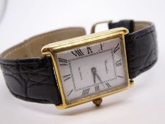 A 9ct quartz circadian 1930s style Tank gents watch