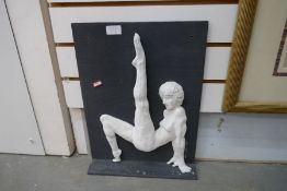 A plaster model of nude in pose by Shiela Goodwin, 1985