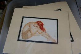 Two cartons of mounted prints mainly of ladies, including Marilyn Monroe