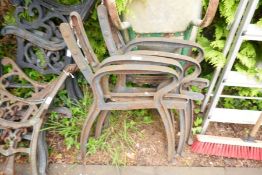 Five sets of metal bench ends