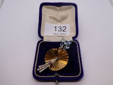 Victorian 9ct white and yellow gold brooch in the form of a floral spray, the flowerhead comprising