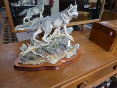 Border Fine Arts, a limited edition figure of Wolf on rocks, 610/1500, by R.T. Roberts