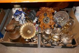 Three cartons of sundry, including metalware and china