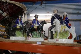 Four Staffordshire figures