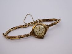 Vintage 9ct yellow gold Enicar ultrasonic wristwatch, on 9ct yellow gold strap, 14.5g approx