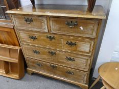 An antique Walnut chest having 2 short and 3 long drawers, 93.5cm