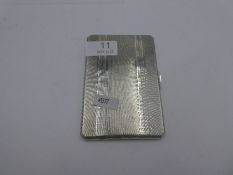 A heavy decorative cigarette case, silver with engine turned design. Worn marks. 5.91ozt approx