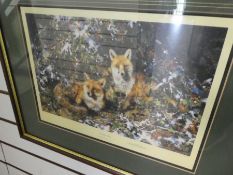 David Shepherd, a limited edition pencil signed print of winter foxes 740/1500 and one other titled