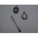A silver pocketwatch marked 0.935 with very pretty dial and heavily repoussed foliate design. Also w
