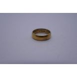 Yellow gold wedding band, size K, marked, 5g approx