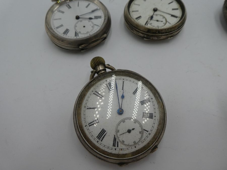 A quantity of silver pocket watches, some 19th century, one ticking. Various designs, hallmarks and - Image 3 of 7