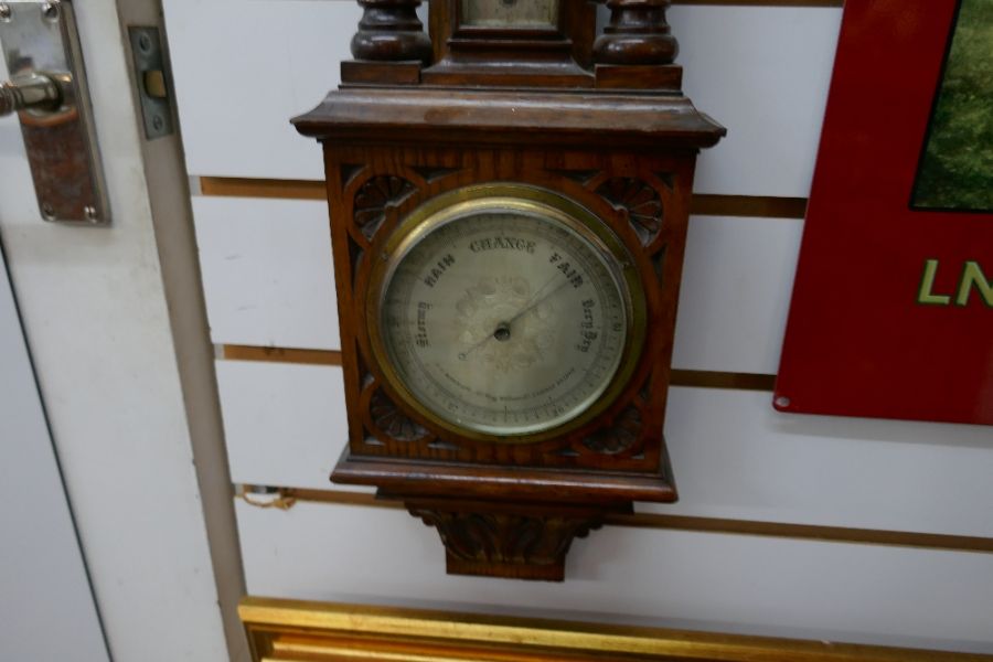 A classical designed column supported barometer and thermometer, AF - Image 2 of 6