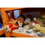 A selection of vintage teddy bears, some by various manufacturers including Steiff, Merrythought, et