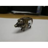 An Edwardian novelty silver pin cushion in the form of a little pig, hallmarked Birmingham 1906, Adi