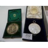 A Victorian Botanic Society medallion, 1839 in fitted case, by Wyon and one other Botanic Medallion,