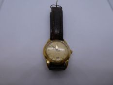 Vintage, circa 1960, gent's 18ct gold 'Omega' Seamaster Calendar automatic wristwatch, on brown leat
