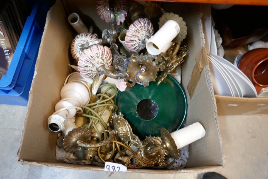 Two boxes of mixed china, various manufacturers, and a box of various lights - Image 4 of 4