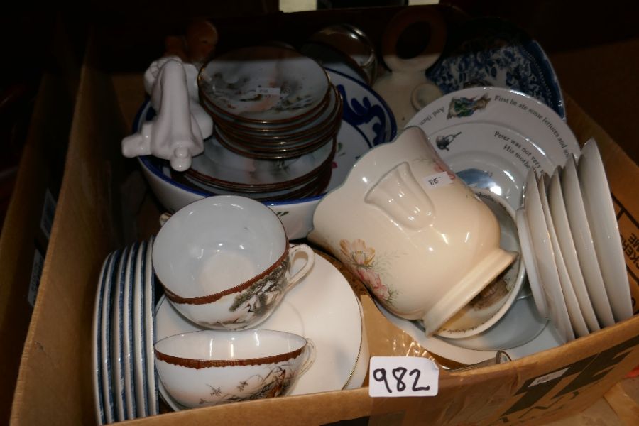 Two boxes of mixed china, various manufacturers, and a box of various lights - Image 2 of 4