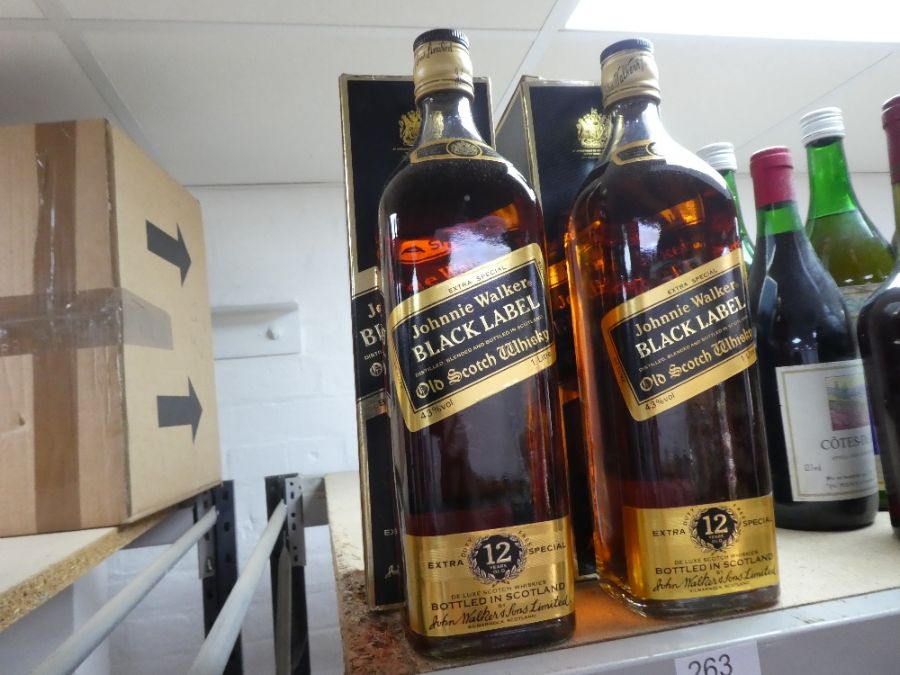 Two bottles of Johnnie Walker Black Label Whisky