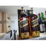 Two bottles of Johnnie Walker Black Label Whisky