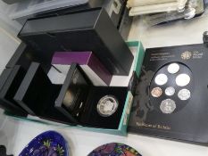 A 2017 United Kingdom Proof Coin set, collector's edition, a 2015 £5 silver proof coin and other sim