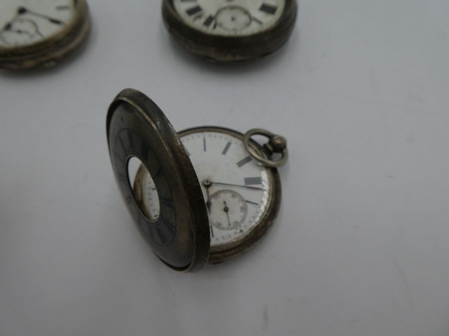 A quantity of silver pocket watches, some 19th century, one ticking. Various designs, hallmarks and - Image 2 of 7